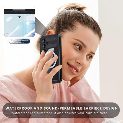 Omio for Galaxy S25 Plus Waterproof Case Compatible with MagSafe, Magnetic Waterproof Full Body IP68 Underwater Case Built-in Screen Protector Military Grade Shockproof Case for Men Women Black