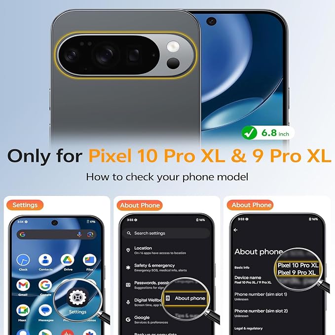 Battery Case for Pixel 9/10 Pro XL, Upgraded 10000mAh Battery Pack Rechargeable Charger Case with Wireless Charging Compatible for Pixel 9/10Pro XL(6.8 inch) External Charging Cover(Black)
