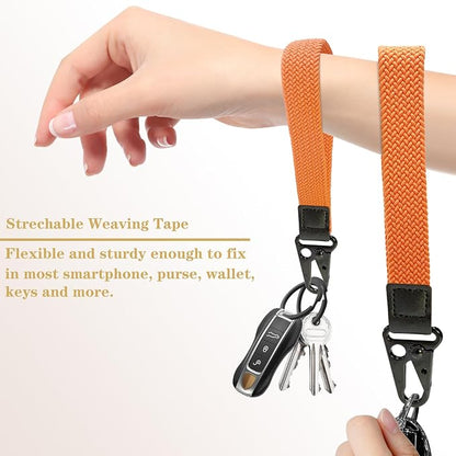 Stretchy Wristlet Keychain, Wrist Lanyard Strap Key Chain Holder to Hold Keys Wallet Phone ID Badge for Men Women
