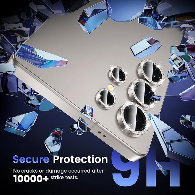Tensea (3+2PCS Compatible with Samsung Galaxy S25 Ultra Camera Lens Protector, 9H Tempered Glass Camera Cover Screen Protector Metal Individual Ring [Installation Tray][Case Friendly]
