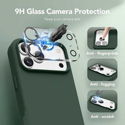 GONEZ Magnetic for iPhone 17 Pro Max Case, Compatible with MagSafe, [Screen Protector + Camera Lens Protector], Liquid Silicone Anti-Scratch Shockproof Protective Phone Case 6.9 inch, Army Green