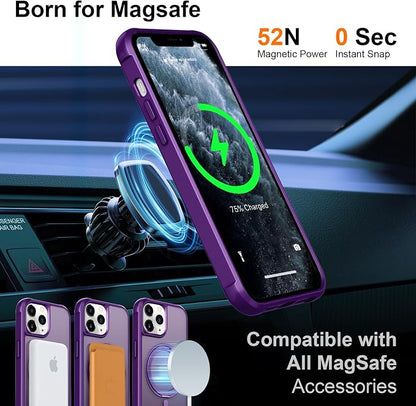 360° Magnetic Swivel Ring for iPhone 11 pro max case, Built-in Metal Stand and Ring Holder, Magsafe Compatible, Military Grade Protection, Shockproof - Purple