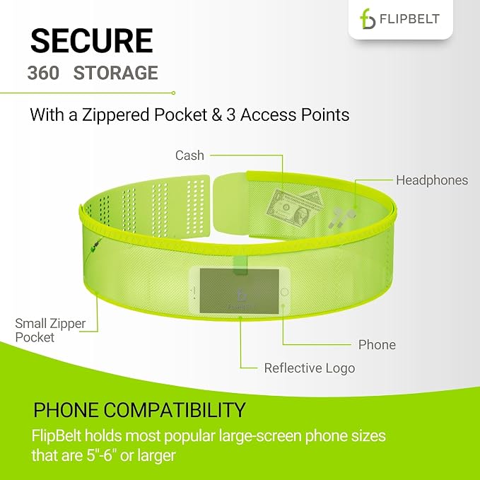 FlipBelt Air Adjustable - Neon Yellow - XSM