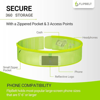 FlipBelt Air Adjustable - Neon Yellow - XSM