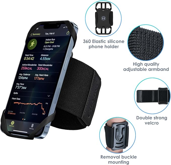 Cikyner Running wristband, Running Phone Holder Sports wristband 360° Rotatable & Detachable Running Phone wristband for 4.5- 7'' iPhone for Gym Jogging Cycling Hiking