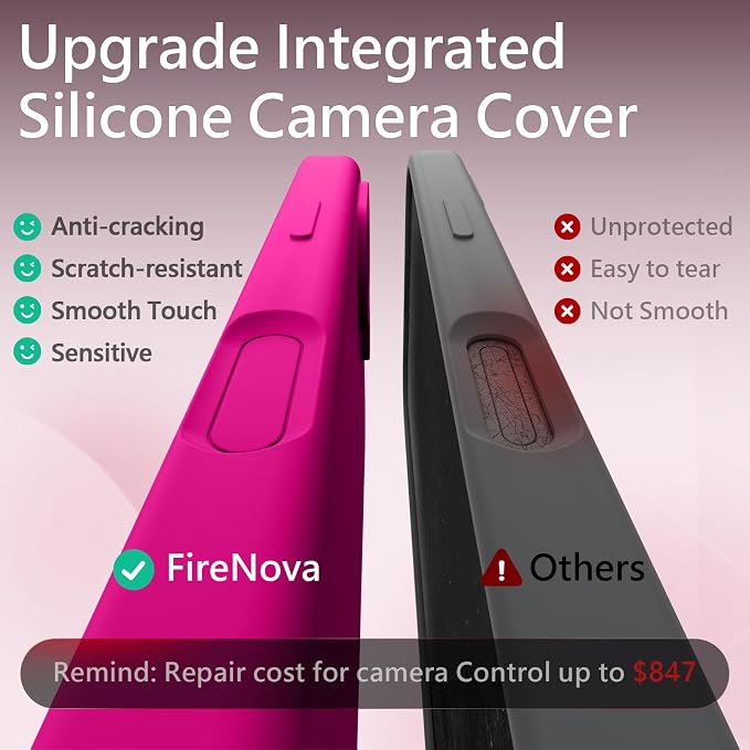 FireNova Magnetic for iPhone 17 Case, Compatible with MagSafe, [Integrated Silicone Camera Control Button] [Camera Protection] Anti-Scratch Microfiber Lining Phone Case, 6.3", Hot Pink