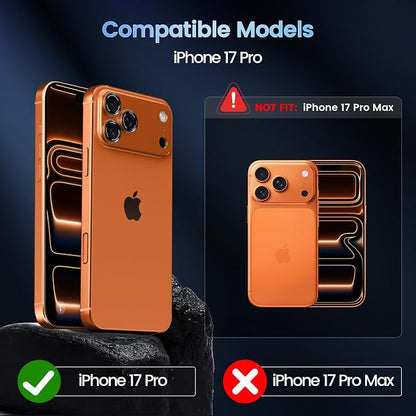 CACOE Camera Lens Protector for iPhone 17 Pro - Metal Frame Tempered Glass Cover, [Anti-Scratch] [Drop-Proof][Strong-Adhesion] Camera Screen Cover(Orange)