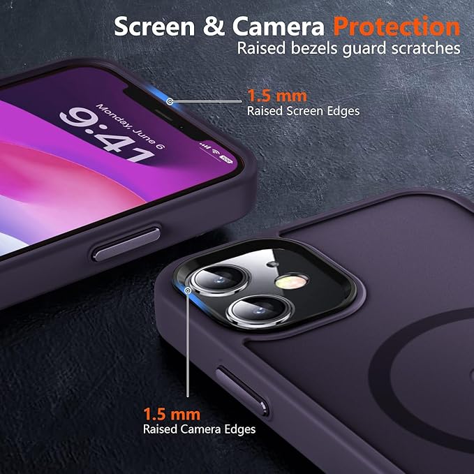 MOCCA Strong Magnetic for iPhone 12 Case/iPhone 12 Pro Case, [Compatible with Magsafe][Mil-Grade Drop Protection] Slim Shockproof Translucent Protective Phone Case for iPhone 12/12 Pro, Deep Purple