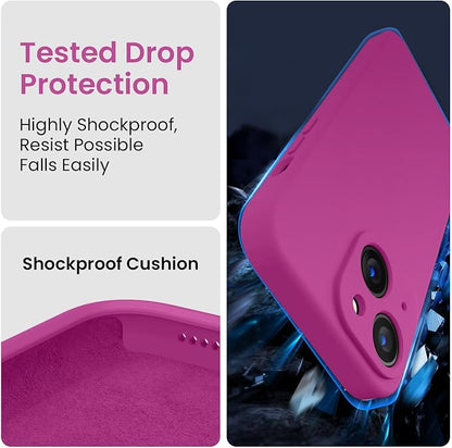 FireNova Designed for iPhone 14 Case, Silicone Upgraded [Camera Protection] Phone Case, Soft Anti-Scratch Microfiber Lining Inside, 6.1 inch, Shocking Pink