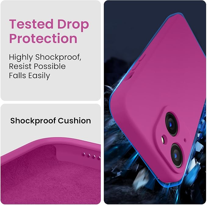 FireNova Designed for iPhone 15 Case, Silicone Upgraded [Camera Protection] Phone Case, Soft Anti-Scratch Microfiber Lining Inside, 6.1 inch, Shocking Pink