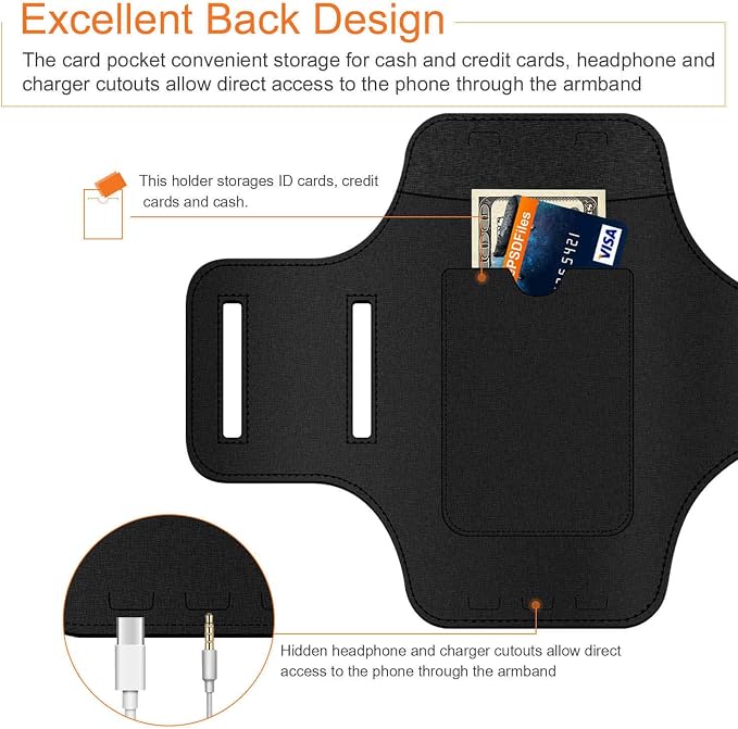 JEMACHE Armband for Samsung Galaxy S25 S24 S23 S22 S21, Gym Workouts Running Phone Arm Band Fits Otterbox Defender Case