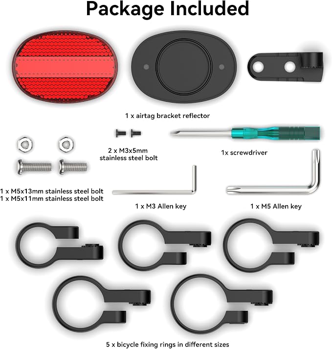 DDJ Upgraded for Apple AirTag & Moto Tag Bike Mount, Hidden Bike Reflectors for AirTag Holder, Waterproof Anti-Theft GPS Tracker Case with Screws & Tools, for Mountain Bikes/Scooter/Electric Bicycle
