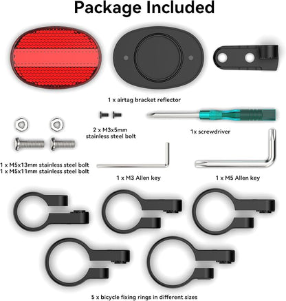 DDJ Upgraded for Apple AirTag & Moto Tag Bike Mount, Hidden Bike Reflectors for AirTag Holder, Waterproof Anti-Theft GPS Tracker Case with Screws & Tools, for Mountain Bikes/Scooter/Electric Bicycle