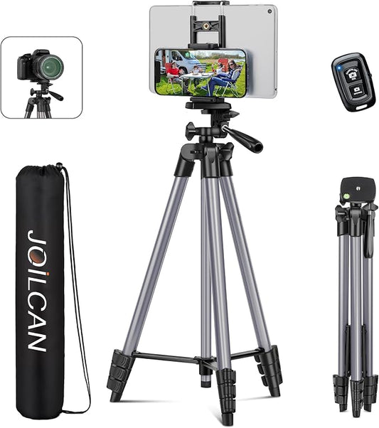 JOILCAN 67" Tripods Camera Tripod, Phone Tablet Tripod for Video Recording Vlog Photo with Remote Carry Bag, Aluminum Lightweight Travel Tripods