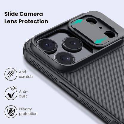Nillkin for iPhone 17 Pro Case with Slide Camera Cover, Thin Slim Fit, Shockproof Protective, Protector Privacy, Phone Case iPhone 17 Pro Camera Lens Protector 6.3 inch, Black