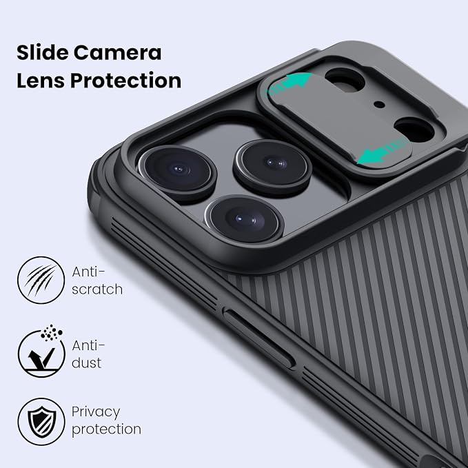 Nillkin for iPhone 17 Pro Max Case with Slide Camera Cover, Thin Slim Fit, Shockproof Protective, Protector Privacy, Phone Case iPhone 17 Pro Max Camera Lens Protector 6.9 inch, Black