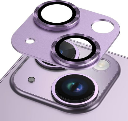 Korecase Camera Lens Protector for iPhone 14 /iPhone 14 Plus Metal Tempered Glass Camera Cover Film, Rear Lens Case Friendly for iPhone 14 /iPhone 14 Plus (Purple)