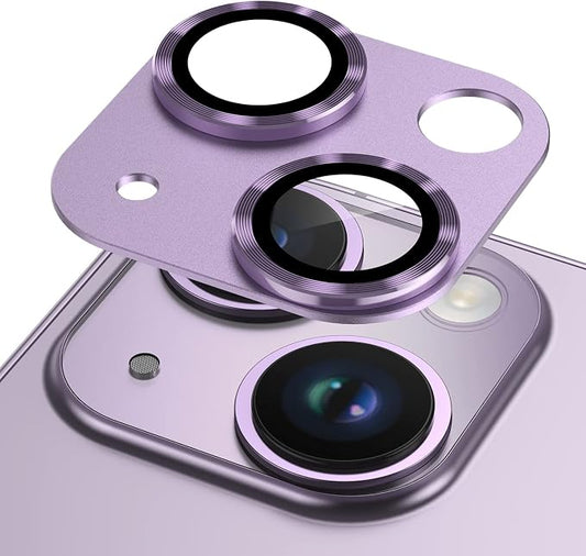 Korecase Camera Lens Protector for iPhone 14 /iPhone 14 Plus Metal Tempered Glass Camera Cover Film, Rear Lens Case Friendly for iPhone 14 /iPhone 14 Plus (Purple)