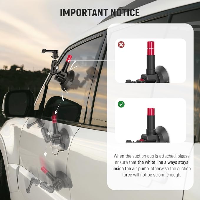 NEEWER Triple Suction Cup Car Mount Kit with 2in1 Extension Pole/Selfie Stick, Quick Release Outside Windshield Magic Arm Camera Mount Compatible with Insta360 Action Cam, Cleaning Cloth, CA065