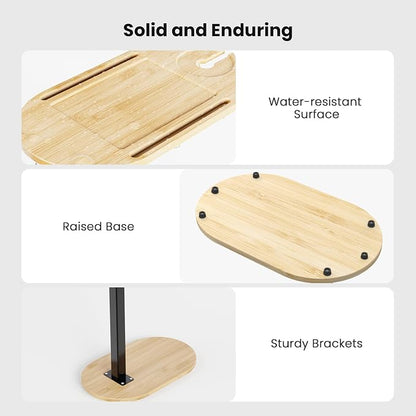 Bamboo Bathtub Table with Adjustable Height, Freestanding Bath Tray Caddy Board Tub Organizer, House Warming Gift, New Home, Anniversary Wedding Gifts, Bridal Shower Gift for Women