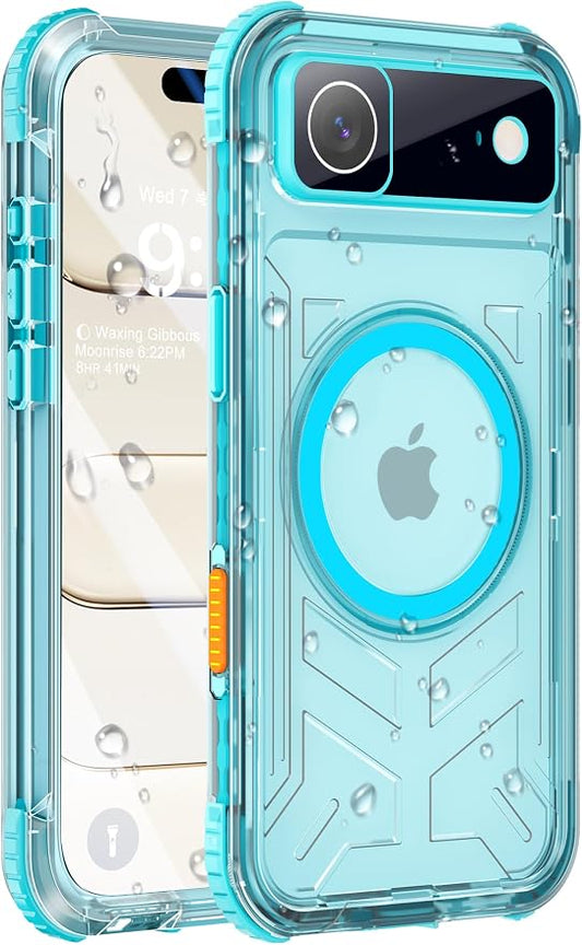 for iPhone Air Waterproof Case with Magsafe, Built-in [Camera & Screen Protector] [Lanyard], IP68 Water Proof Full Body Dustproof Heavy Duty Frosted Protective Phone Cover, 6.7" Teal