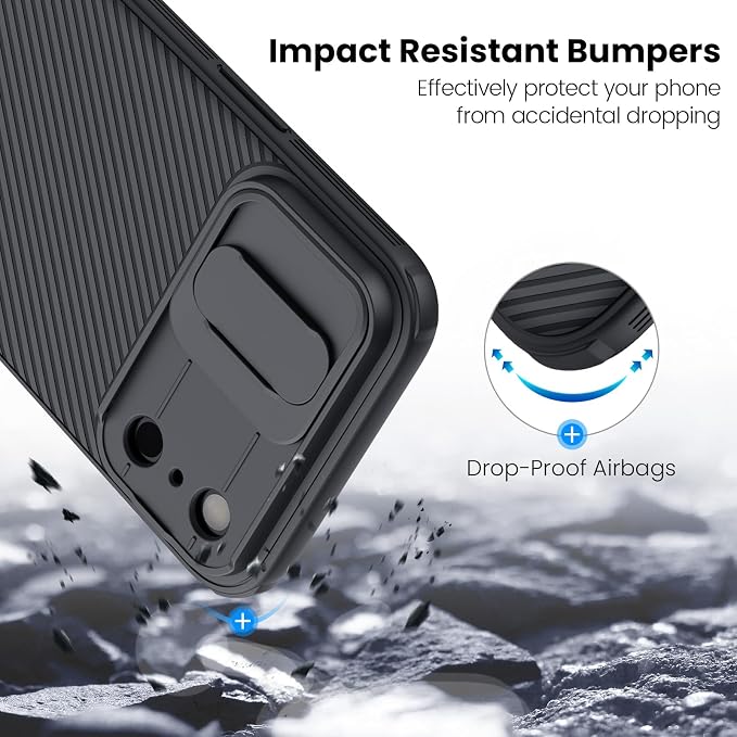 Nillkin for iPhone 17 Pro Case with Slide Camera Cover, Thin Slim Fit, Shockproof Protective, Protector Privacy, Phone Case iPhone 17 Pro Camera Lens Protector 6.3 inch, Black
