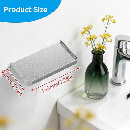 Cyrank Bathroom Cell Phone Shelf, Stainless Steel Wall Mount Toilet Phone Holder Bathroom Wall Shelf Small Floating Shelves Wipes Holder for Toilet