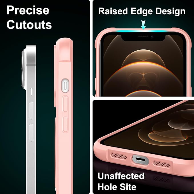 360° Magnetic Swivel Ring for iPhone 12 pro max case, Built-in Metal Stand and Ring Holder, Magsafe Compatible, Military Grade Protection, Shockproof - Pink