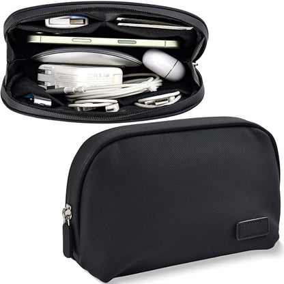 CAAORDKSO Travel Essential Electronics Organizer Bag, Tech Pouch Electronic Accessories Carry Case Portable Waterproof Storage Bag for Travel Accessories, Cable, Charger, Power Bank, Earphone, Black