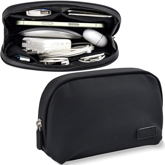 CAAORDKSO Travel Essential Electronics Organizer Bag, Tech Pouch Electronic Accessories Carry Case Portable Waterproof Storage Bag for Travel Accessories, Cable, Charger, Power Bank, Earphone, Black