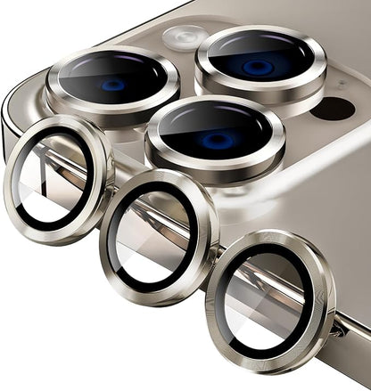 Jeluse Camera Lens Protector for iPhone 17 Pro Max/17 Pro/16 Pro Max/16 Pro/15 Pro Max/15 Pro/14 Pro Max/14 Pro, 9H Tempered Glass Screen Protector Cover Alignment Kit Metal Individual Ring