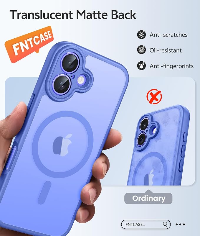 FNTCASE for iPhone 16 Plus Case: [Compatible with Magsafe] Integrated Silicone Phone Cases with [Full Camera Protection] [Screen Protector] Military Grade Shockproof Protective Cover - Ultramarine