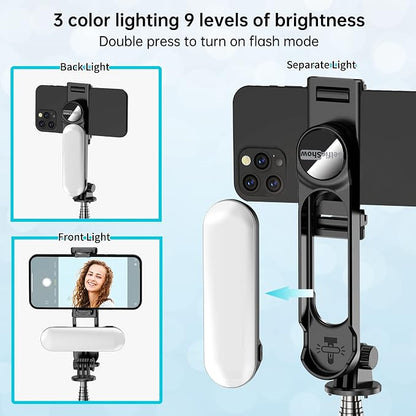 Stable Selfie Stick Tripod with Fill Light, 44 Inch Extendable Selfie Stick with Wireless Remote and Tripod Stand 360 Rotation for iPhone 15/14/13/12/11 Pro/XS Max/XS/XR/X/8/7, Samsung and Smartphone