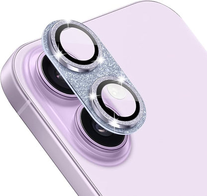 Camera Lens Protector for iPhone 17, Bling Glitter Camera Cover with 9H Tempered Glass Metal Ring, Anti-Scratch Lens Protector for iPhone 17 (Glitter - Purple)