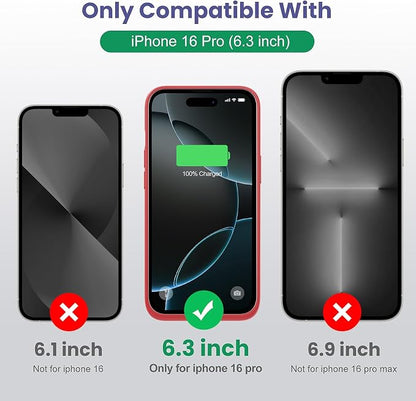 Battery Case for iPhone 16 Pro, Upgraded 7500mAh Portable Charging Case, Ultra-Slim Lightweight Powerful Extended Battery Pack for iPhone 16 Pro (6.3 inch)-Red