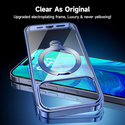 [Tri-Shield Protection] for iPhone 17 Pro Case with 360° Spin Stand Compatible with MagSafe [Magnetic CD Ring] [Screen & Camera Lens Protector] Shockproof Plating Never-Yellowing, Blue-6.3"