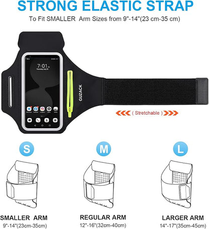 GUZACK Running Armband for iPhone 17 16 15 14 13 Pro Max, Galaxy S25 S24 S23 S22, with Card Slot & Key Pockets, Running Phone Holder, Fit Up to 6.9 Inches Phone - Size S (Smaller Arm 9-14 in)