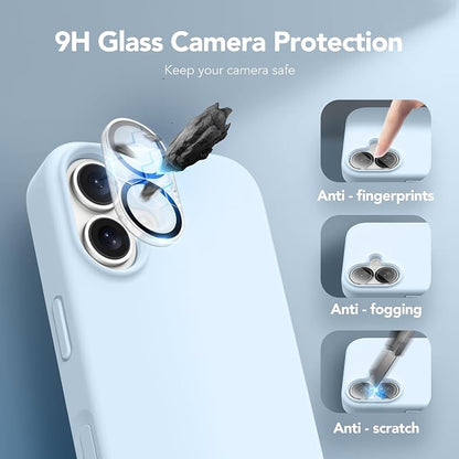 GONEZ Magnetic for iPhone 17 Case, Compatible with MagSafe, [Screen Protector + Camera Lens Protector], Liquid Silicone Anti-Scratch Shockproof Protective Phone Case 6.3 inch, Blue