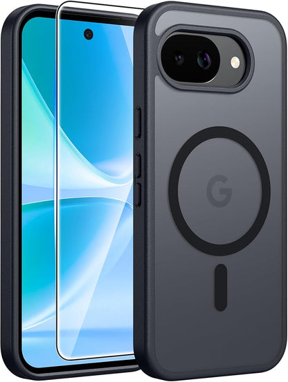 FNTCASE for Google Pixel 10a Case: [Compatible with Magsafe] Translucent Matte Cases with [Screen Protector] Military Grade Shockproof Protective Magnetic Phone Cover for Pixel 10A - Black