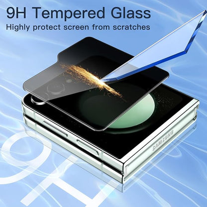 JETech Front Privacy Screen Protector for Samsung Galaxy Z Flip 5, 2-Pack | Anti-Spy 9H Tempered Glass, Easy Installation Tool, Case-Friendly