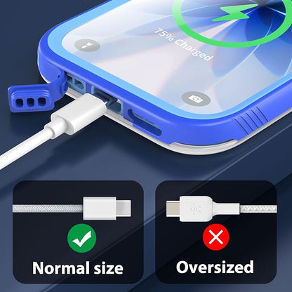 SPORTLINK for iPhone Air Waterproof Case - Dustproof/Rugged Full Body Shockproof/Dropproof/Built in Screen Protector/IP68 Underwater for iPhone Air Case 6.5 inch Blue/Frosted Clear
