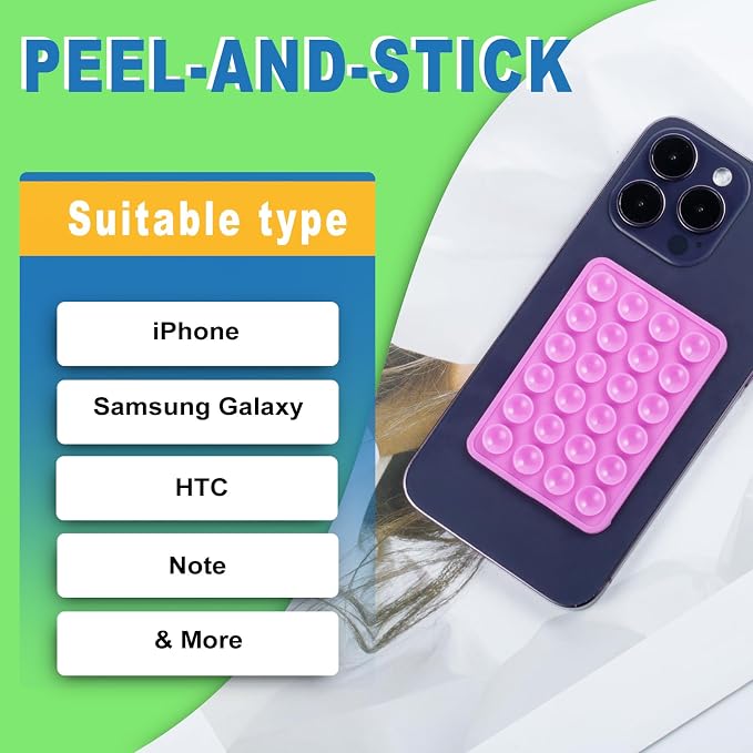 3 pcs of Silicone Phone Grip,24 Suction Cups, Suitable for Taking Selfies and Video Recordings on Mirrors, bathrooms and Smooth Surfaces, Compatible with iPhone and Samsung