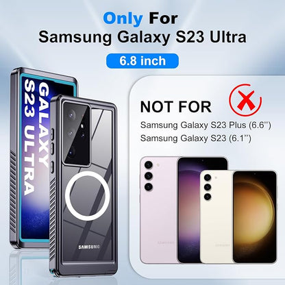 for Samsung Galaxy S23 Ultra Waterproof Case with Magsafe, Built-in Magnetic & Screen Protector, IP68 Certified Full Body Shockproof, for Water Sports Underwater Photography, 6.8" Blue
