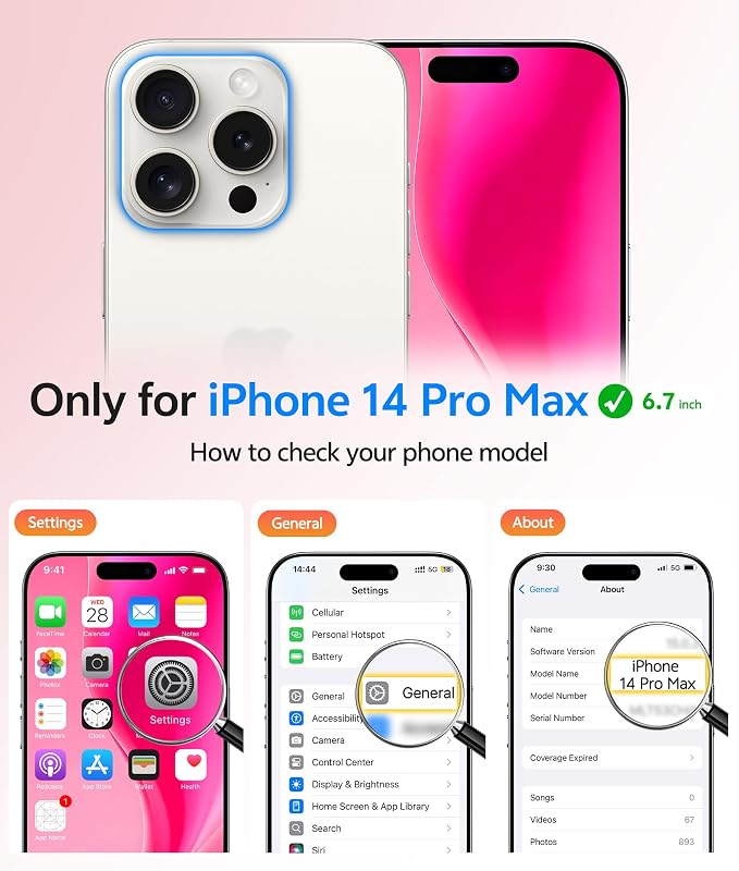 FNTCASE for iPhone 14 Pro Max Case: [Compatible with Magsafe] Translucent Matte Cases with [Full Camera Protection] [Screen Protector] Military Grade Shockproof Protective Phone Cover - Hot Pink