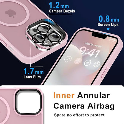 MOCCA Strong Magnetic for iPhone 12 Pro Max Case,[Compatible with Magsafe][Glass Screen Protector+Camera Lens Protector] Slim Thin Shockproof Cover Phone Case for iPhone 12 Pro Max 6.7",Pink