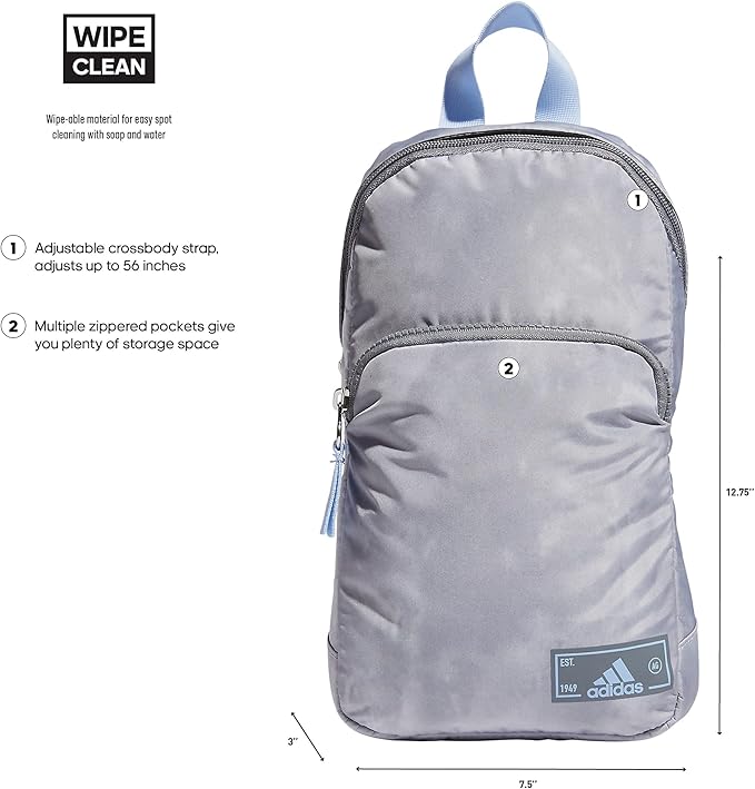 adidas Essentials Sling Small Crossbody Bag for Women and Men (5L), Stone Wash Grey/Blue Dawn/2.0, One Size