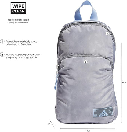 adidas Essentials Sling Small Crossbody Bag for Women and Men (5L), Stone Wash Grey/Blue Dawn/2.0, One Size
