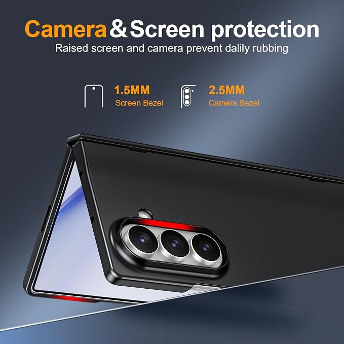 Btscase for Samsung Galaxy Z Fold 7 Case,Built in Front Screen Protector,Gold Glitter Marble Pattern Hard PC Slim Shockproof Full Body Drop Protective Case for Galaxy Z Fold 7 5G, Black