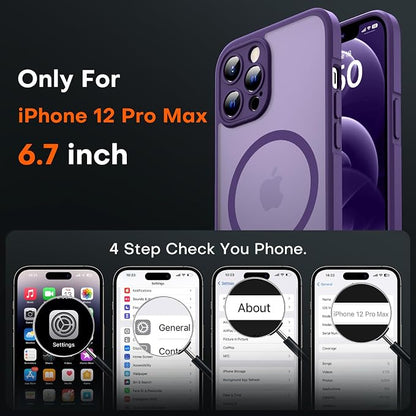 TOCOL for iPhone 12 Pro Max Case, Compatible with Magsafe Charger, Full Camera Protection, Translucent Matte for iPhone 12 Pro Max iPhone Case 6.7 inch (Midnight Purple)