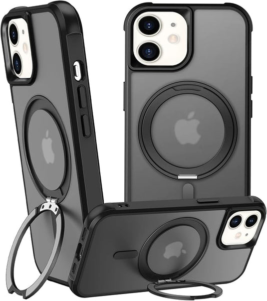 360° Magnetic Swivel Ring for iPhone 11 case, Built-in Metal Stand and Ring Holder, Magsafe Compatible, Military Grade Protection, Shock Resistant - Black